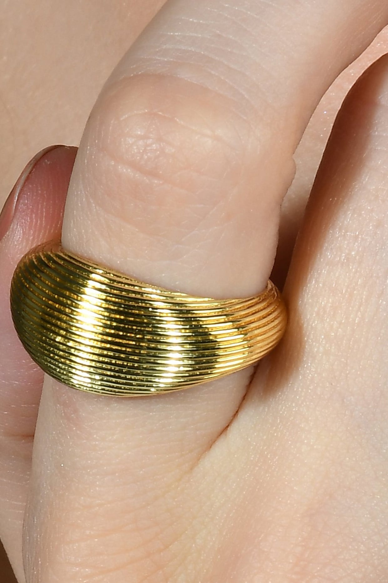 Gold Finish Rubbed Textured Band Ring