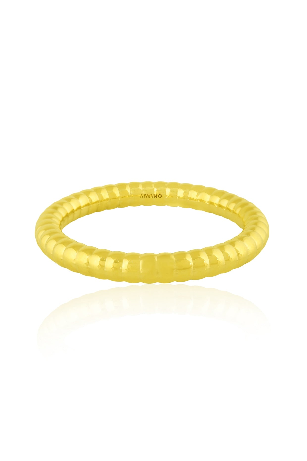 Gold Finish Sculpted Ridge Bangle