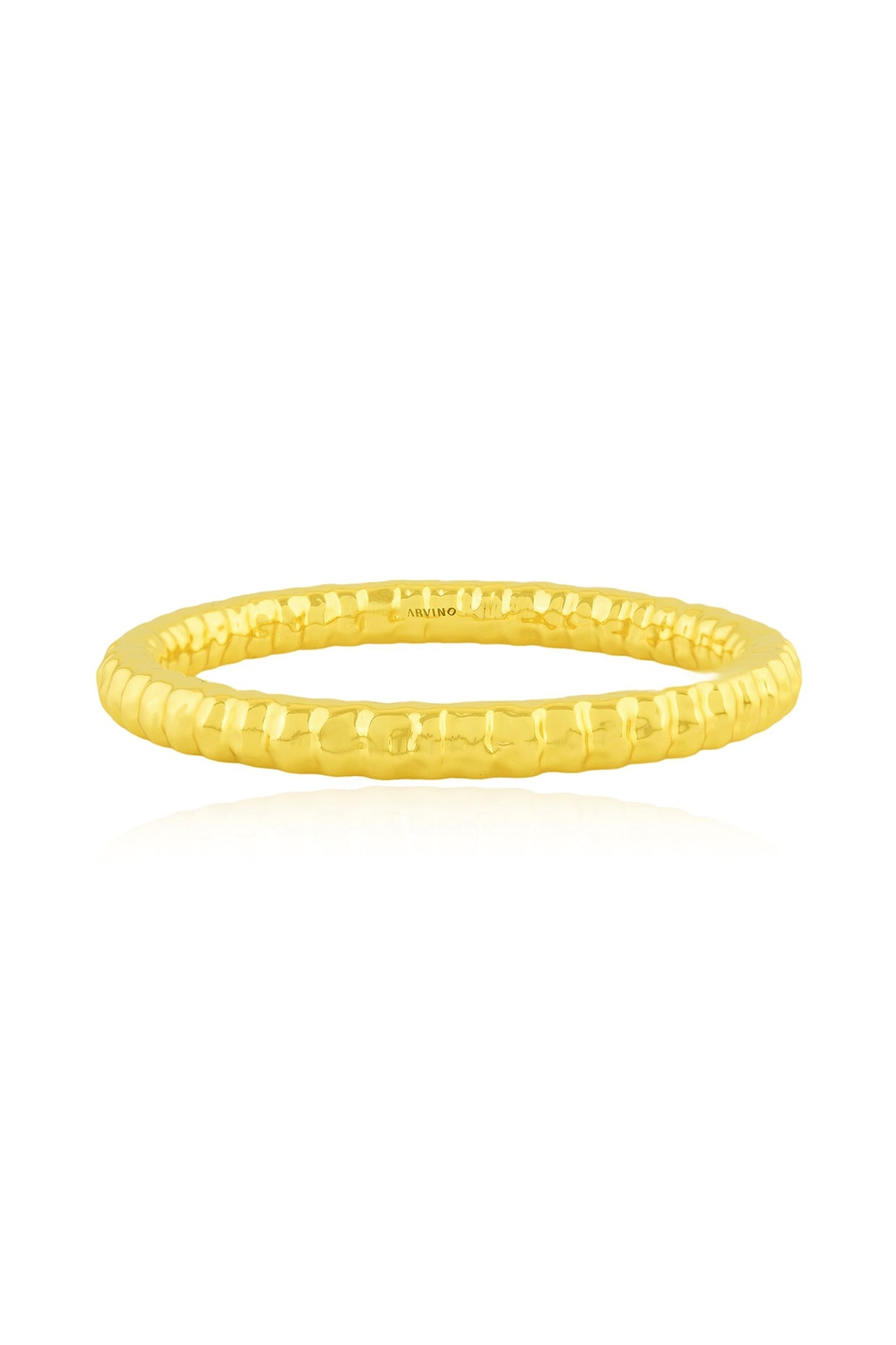 Gold Finish Etched Furrowed Bangle