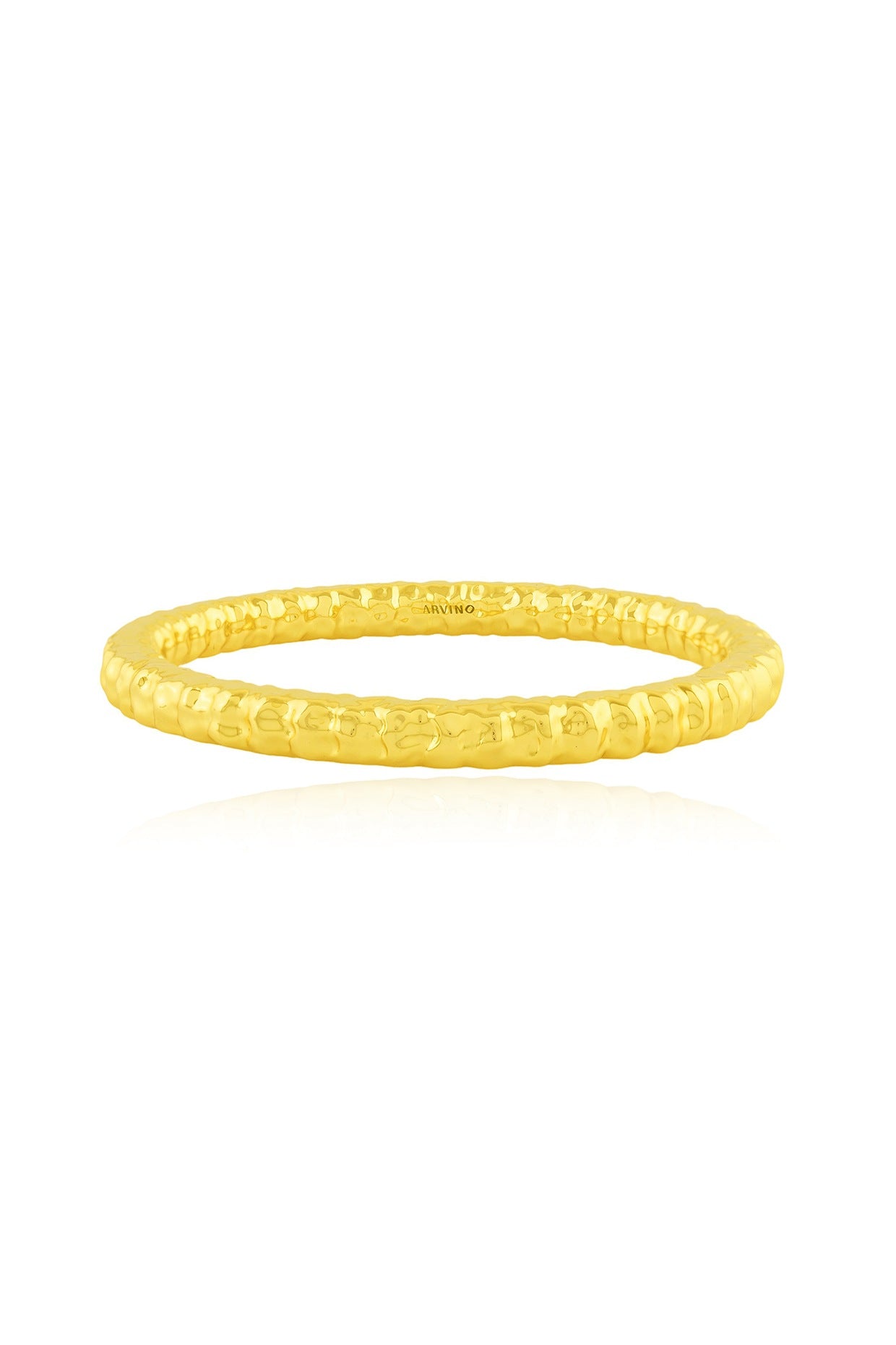 Gold Finish Etched Furrowed Bangle