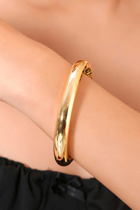 Gold Finish Inlay Cuff Bangle