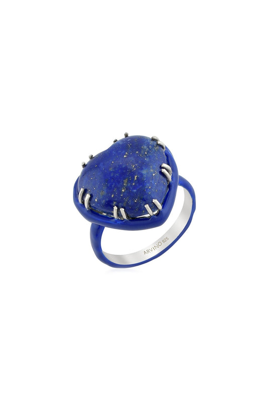 Gold Finish Lapis Lazuli Ring In Sterling Silver