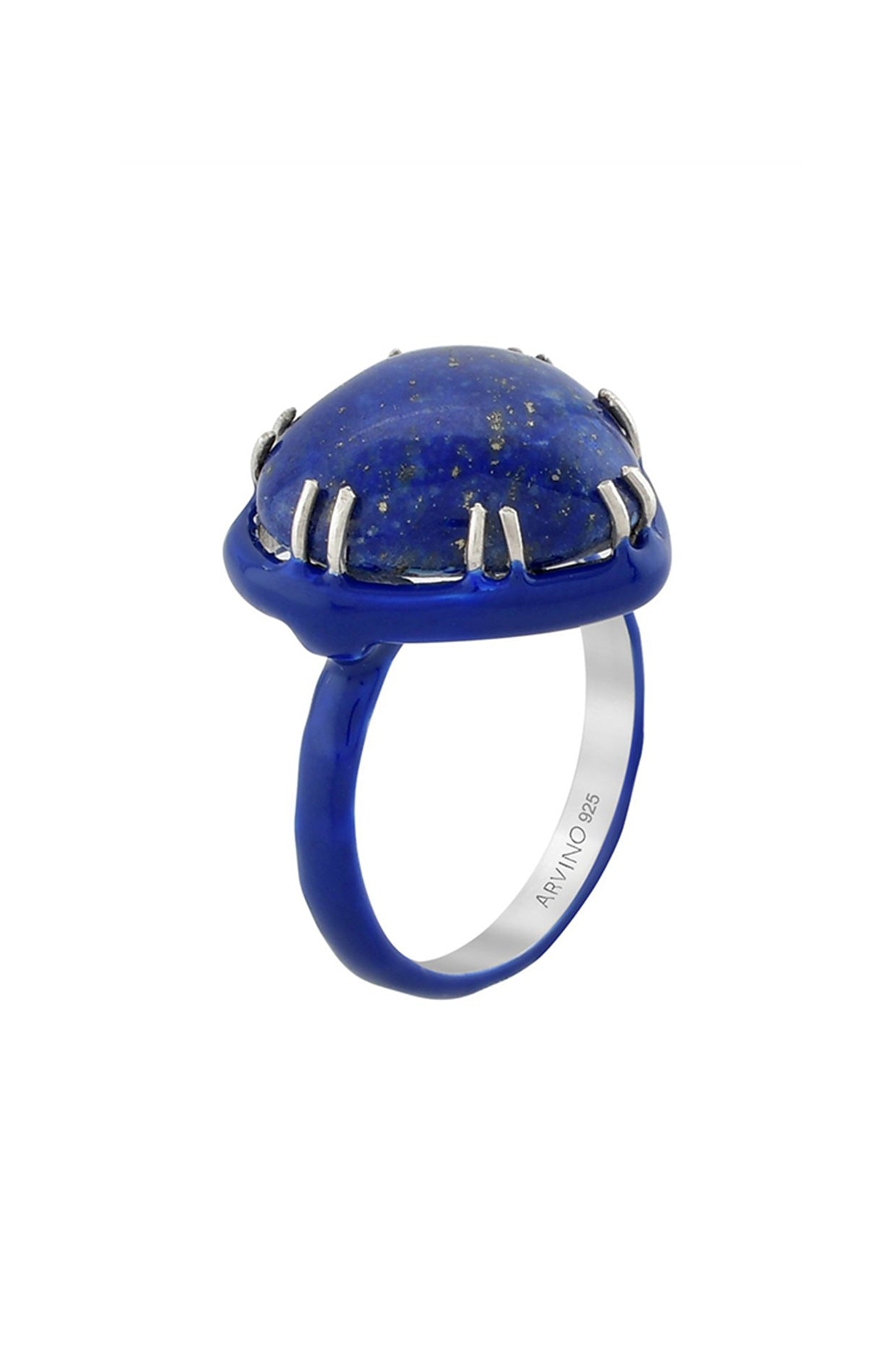 Gold Finish Lapis Lazuli Ring In Sterling Silver