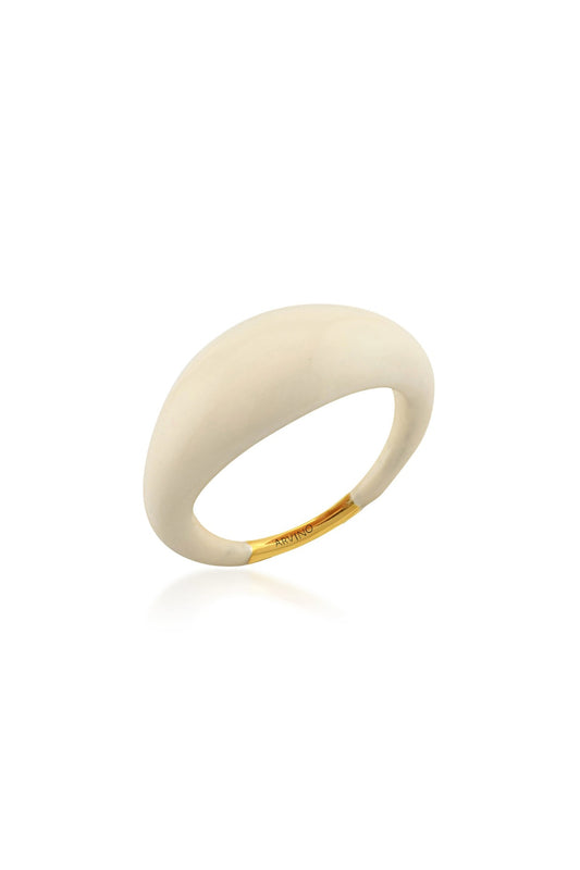 Gold Finish Cream Dome Ring