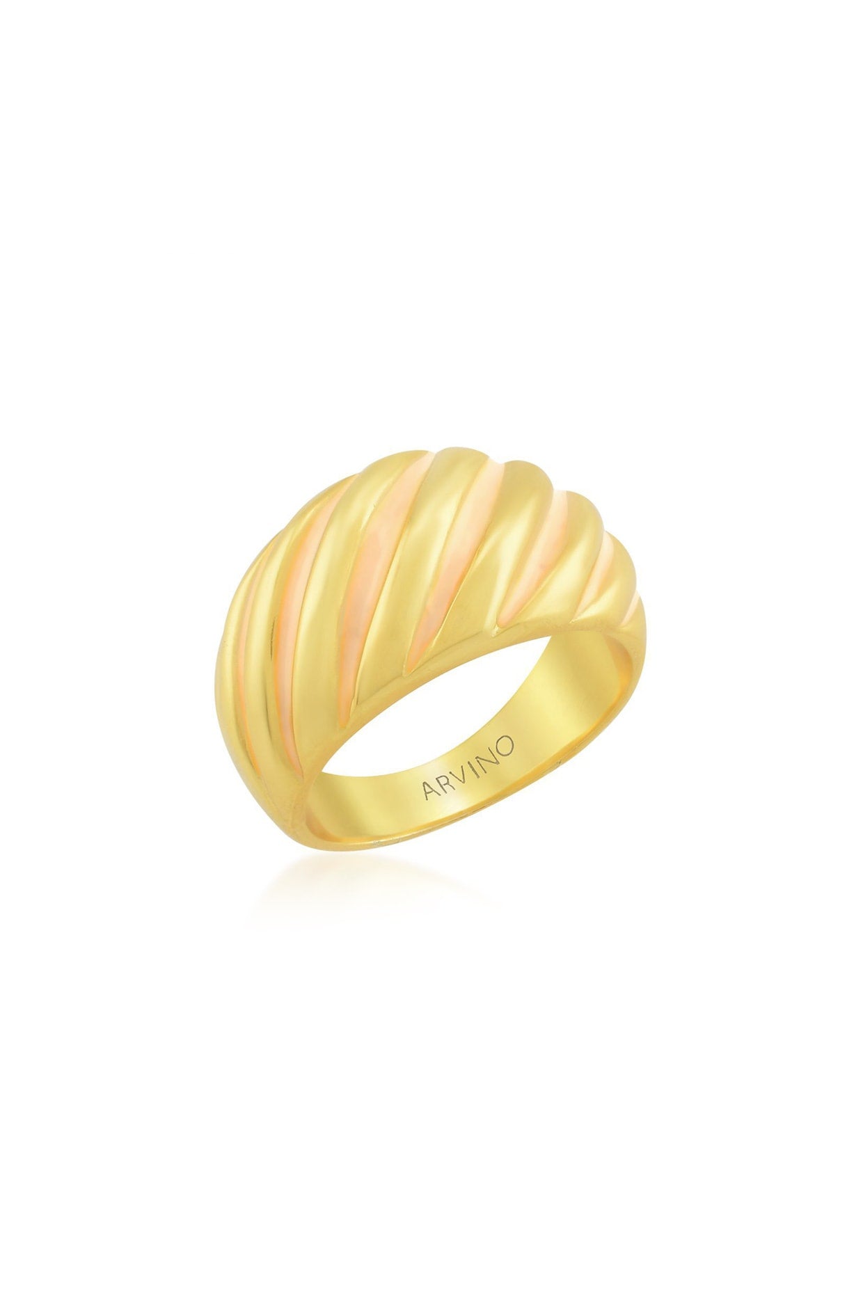 Gold Finish Enameled Croissant Ring