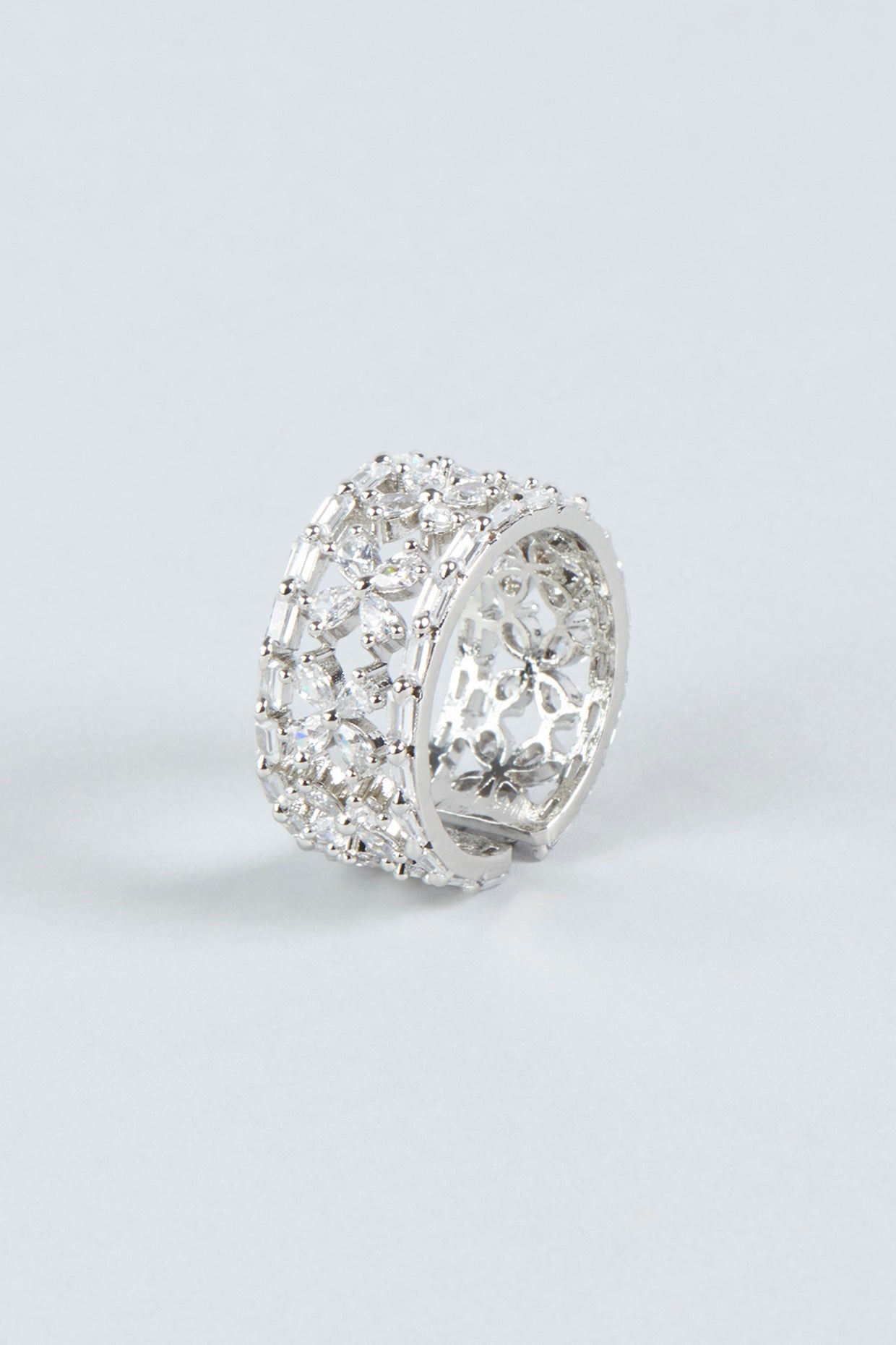 White Finish Faux Diamond Ring