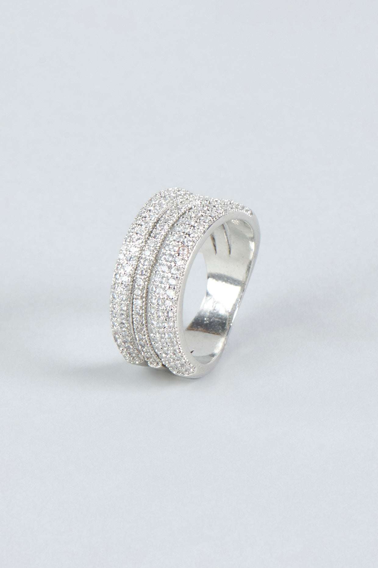 White Finish Faux Diamond Ring