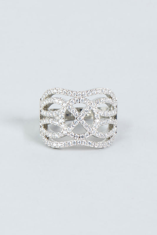 White Finish Zircon Ring