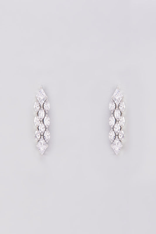 White Finish Zircon Dangler Earrings
