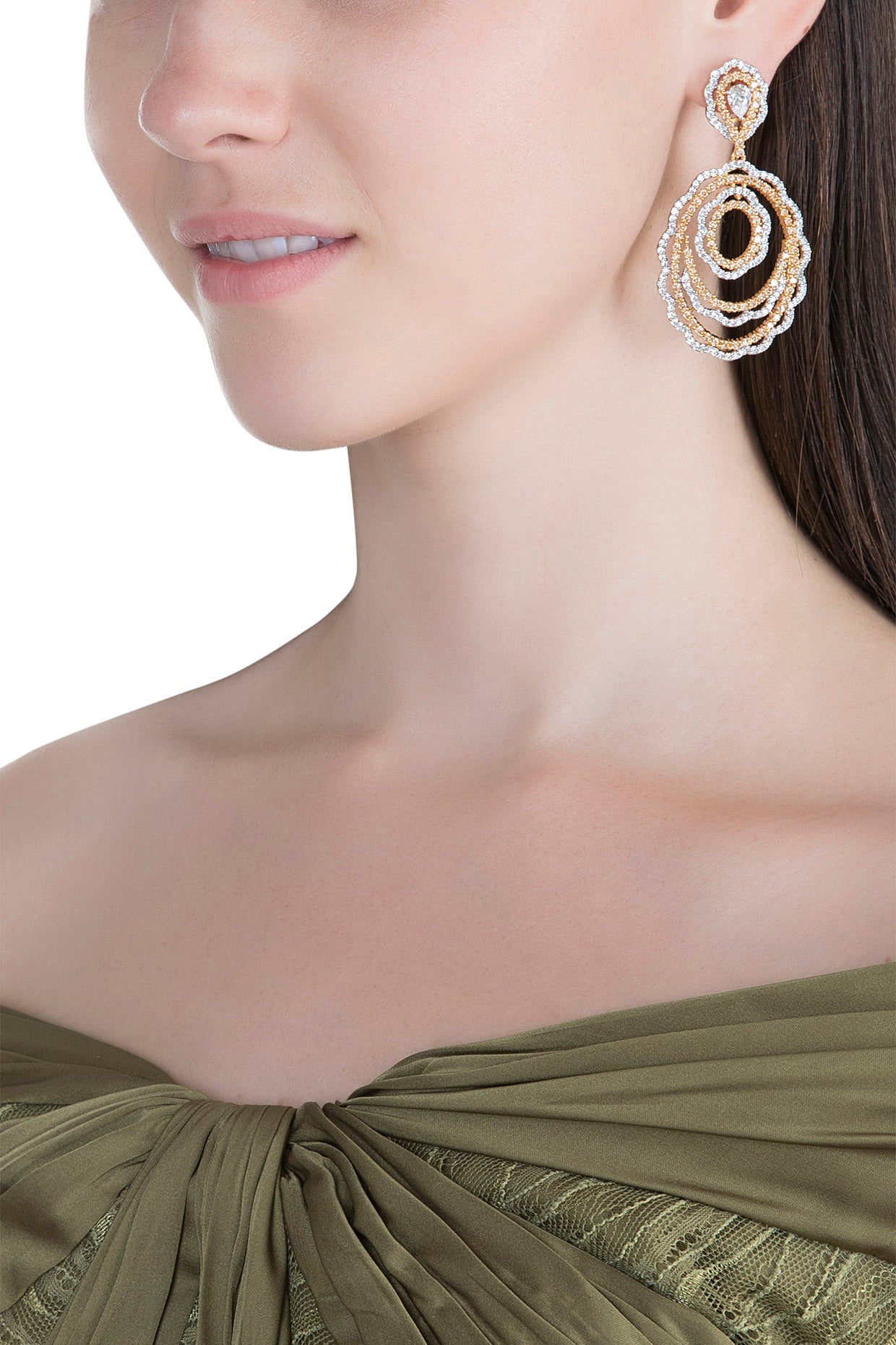 White Finish Faux Diamond Earrings