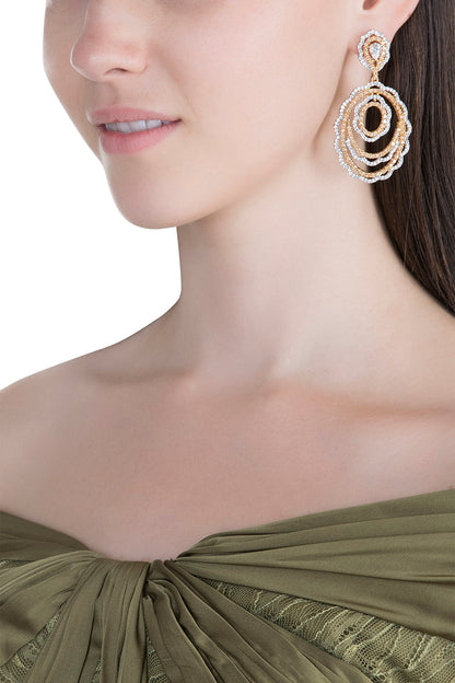 White Finish Faux Diamond Earrings