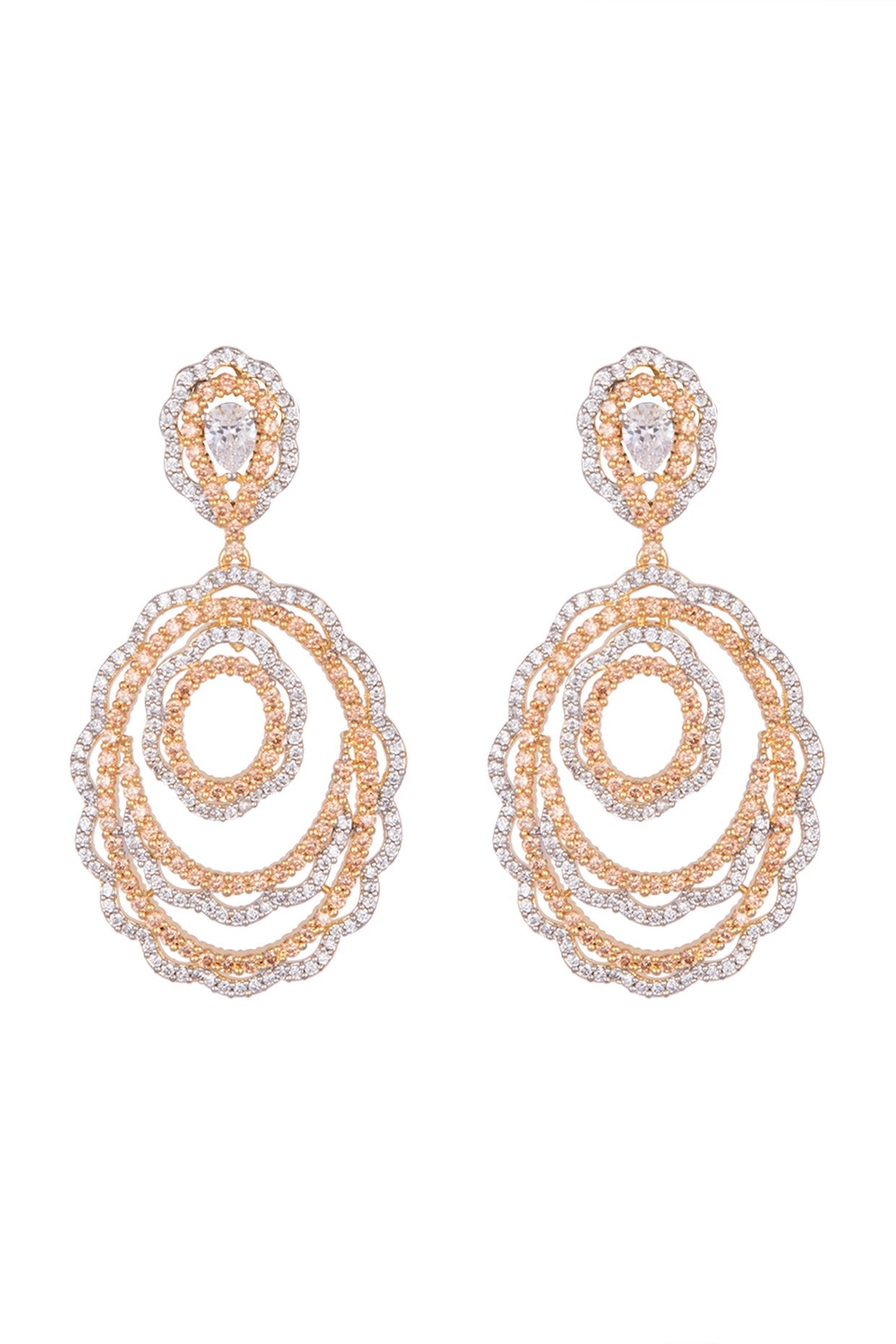 White Finish Faux Diamond Earrings