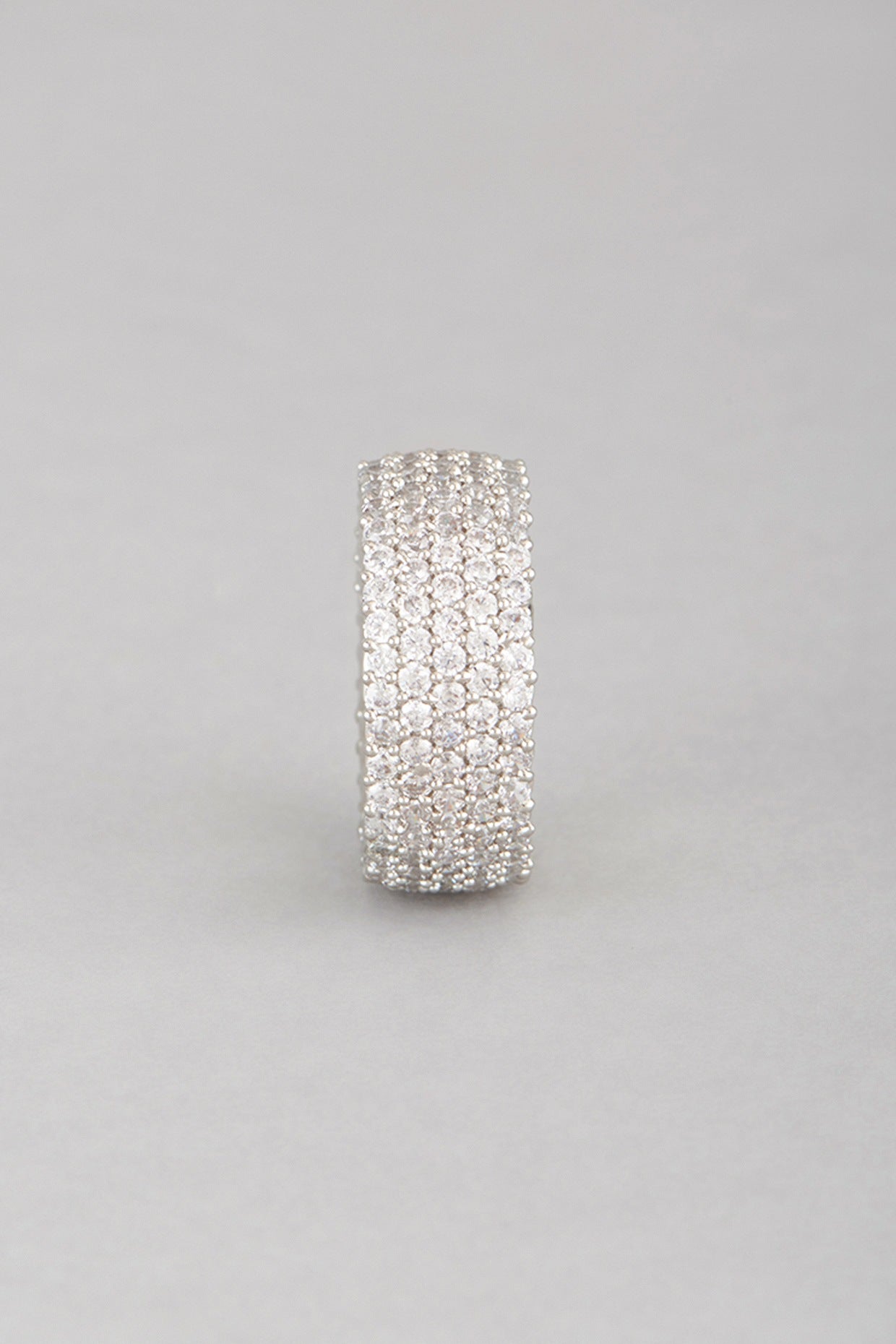 White Finish Faux Diamond Band Ring