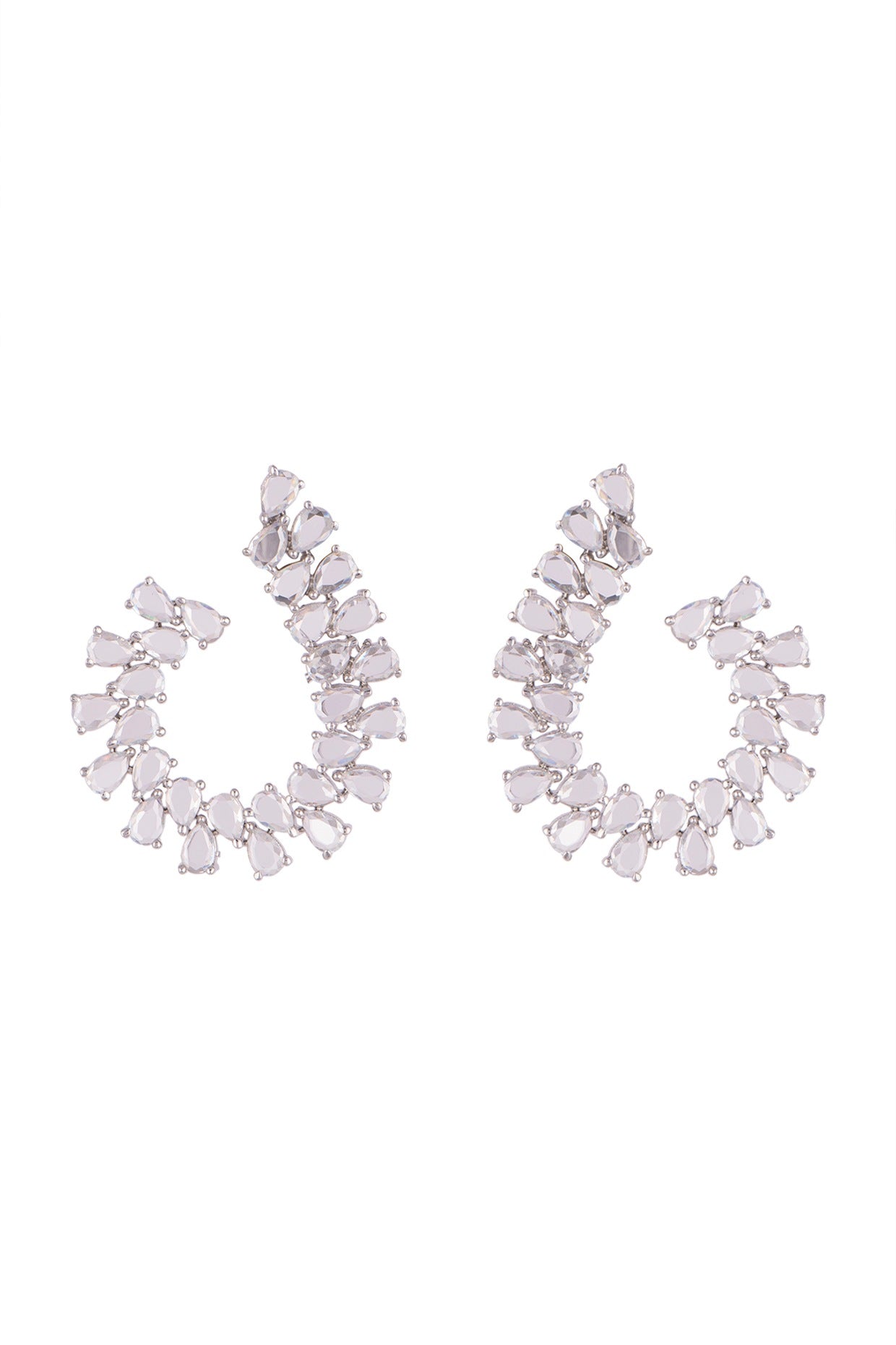 White Finish Faux Diamond Stud Earrings