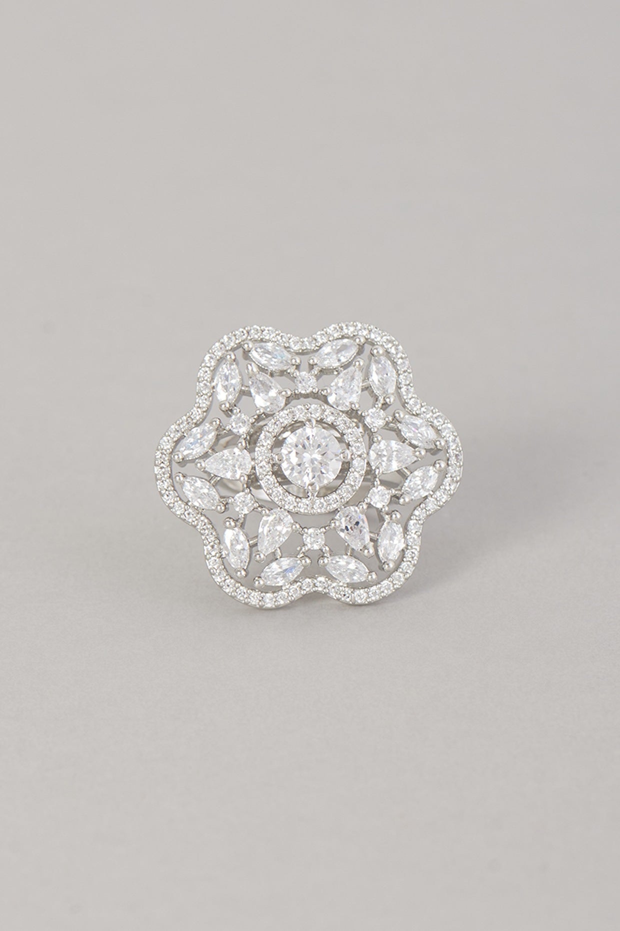 White Finish Zircon Ring