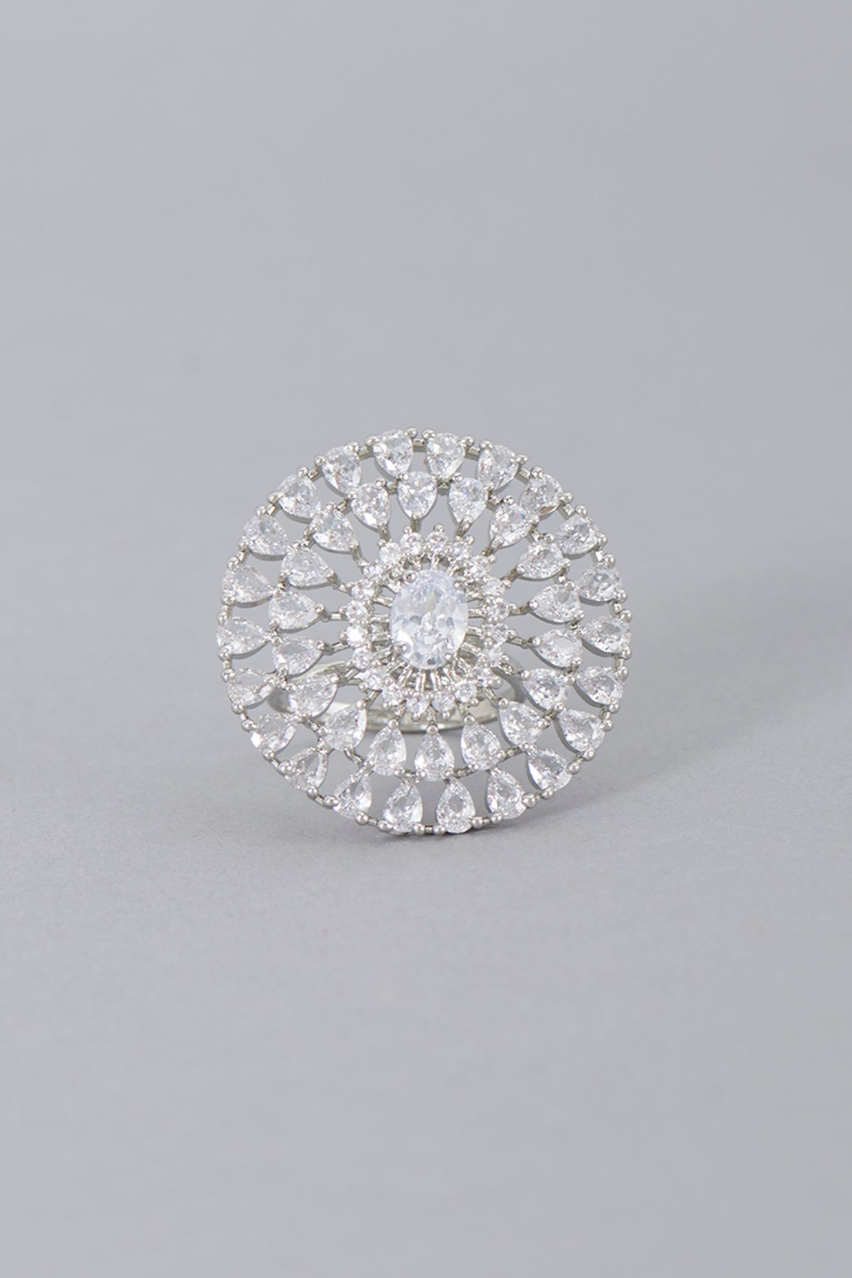 White Finish Zircon Ring