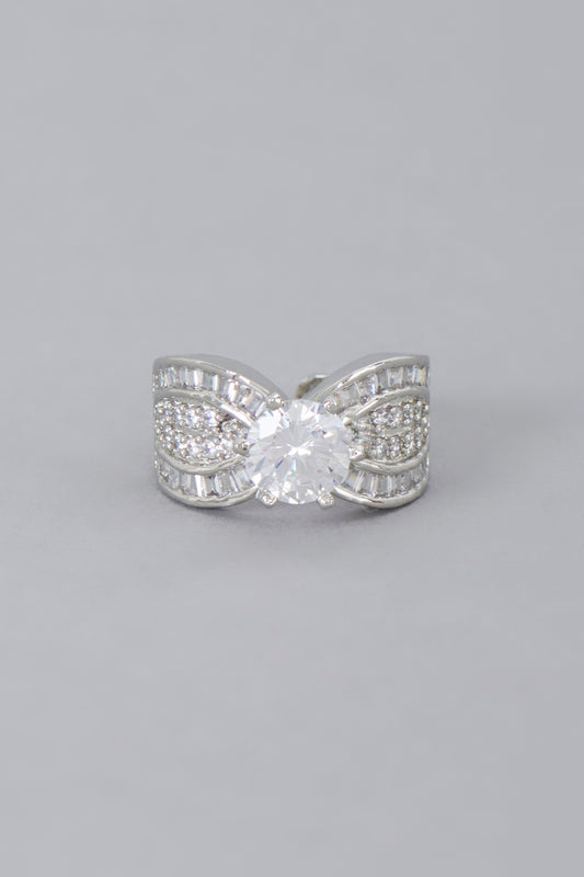 White Finish Zircon Ring