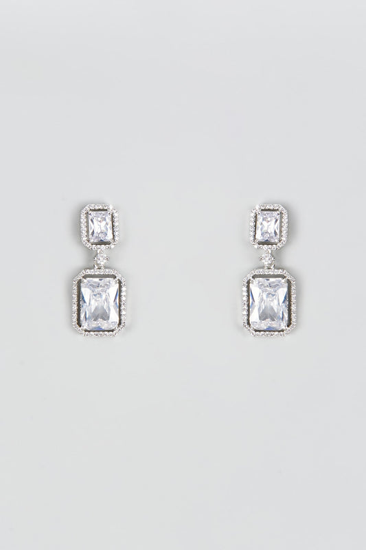 White Finish Zircon Dangler Earrings
