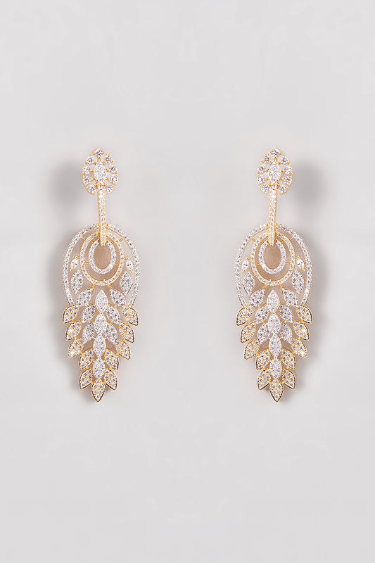Gold Finish Zircon Dangler Earrings