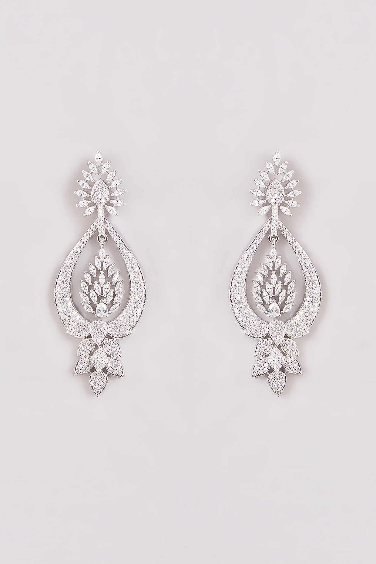 White Finish Zircon Dangler Earrings