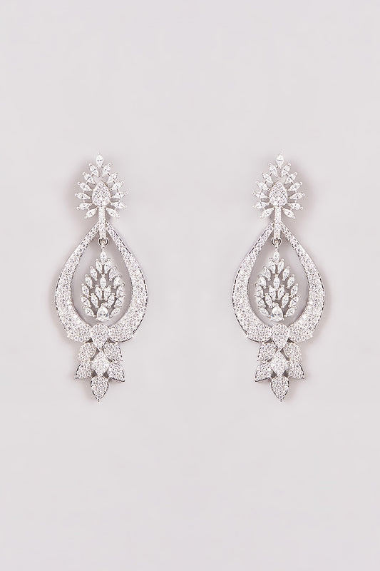 White Finish Zircon Dangler Earrings