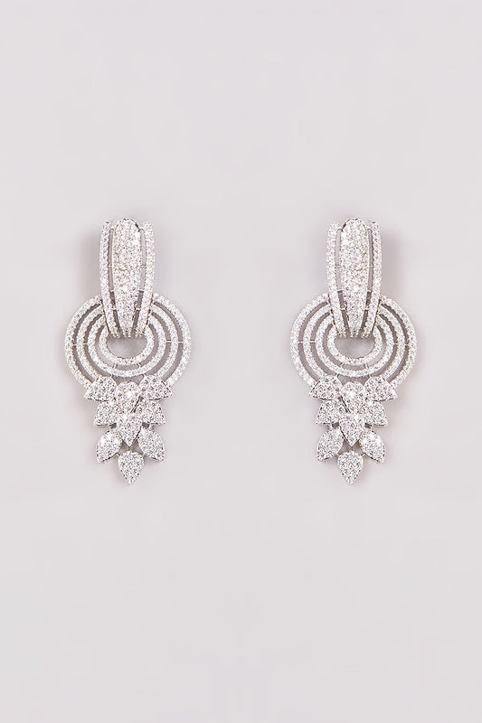 White Finish Zircon Dangler Earrings