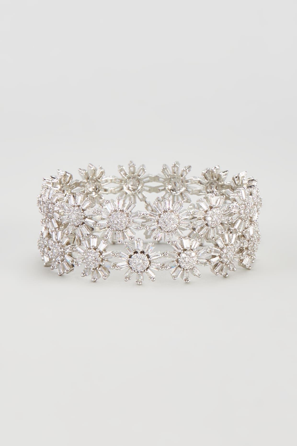 White Finish Zircon Bangles (Set of 2)