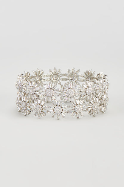 White Finish Zircon Bangles (Set of 2)