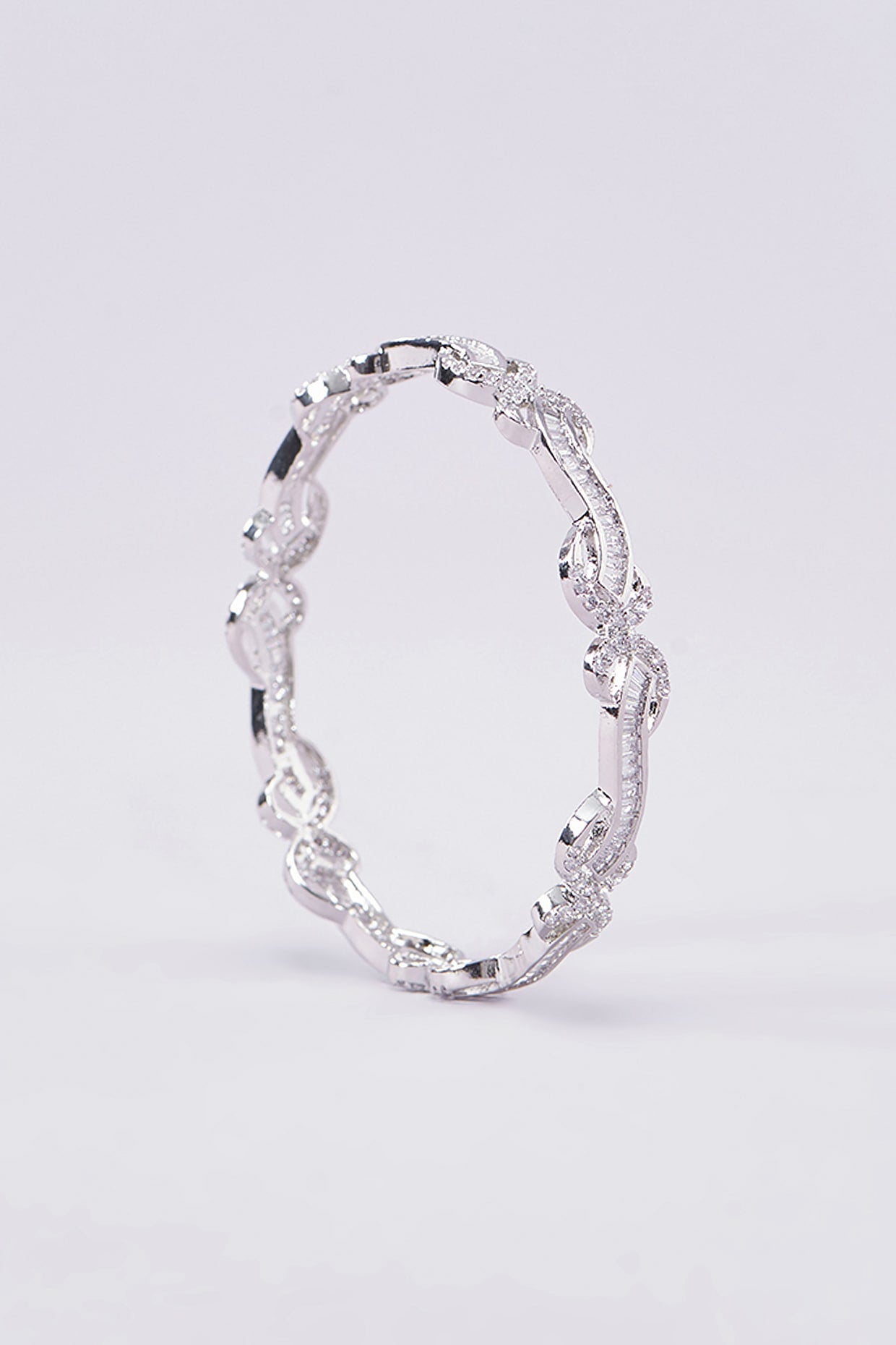 White Finish Zircon Bangles (Set of 2)