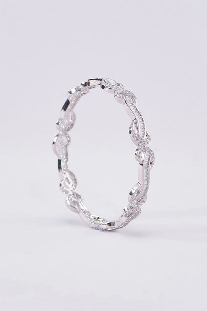 White Finish Zircon Bangles (Set of 2)