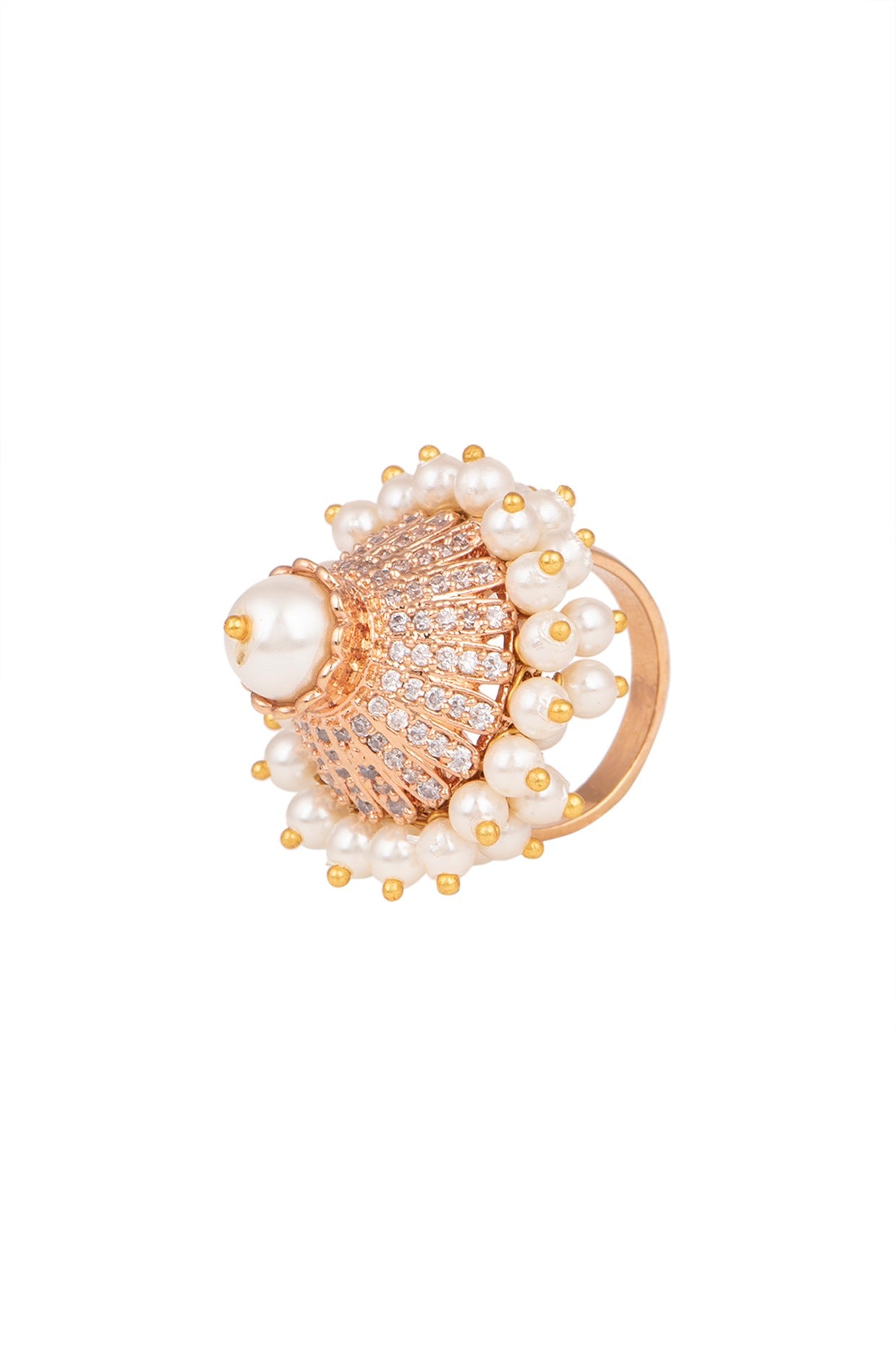 Gold Finish Pearl Ring