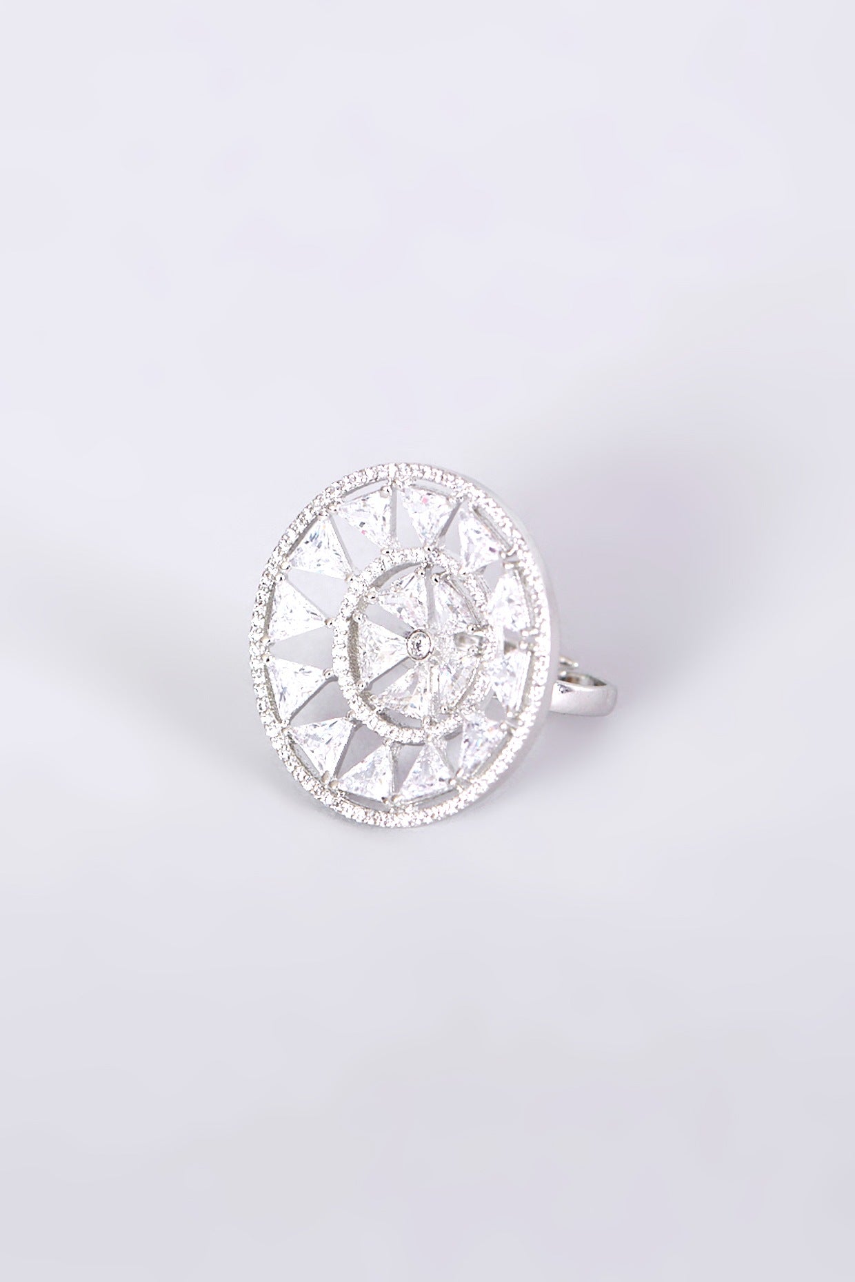 White Finish Faux Diamond Ring