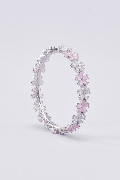 White Finish Zircon Bangles (Set of 2)