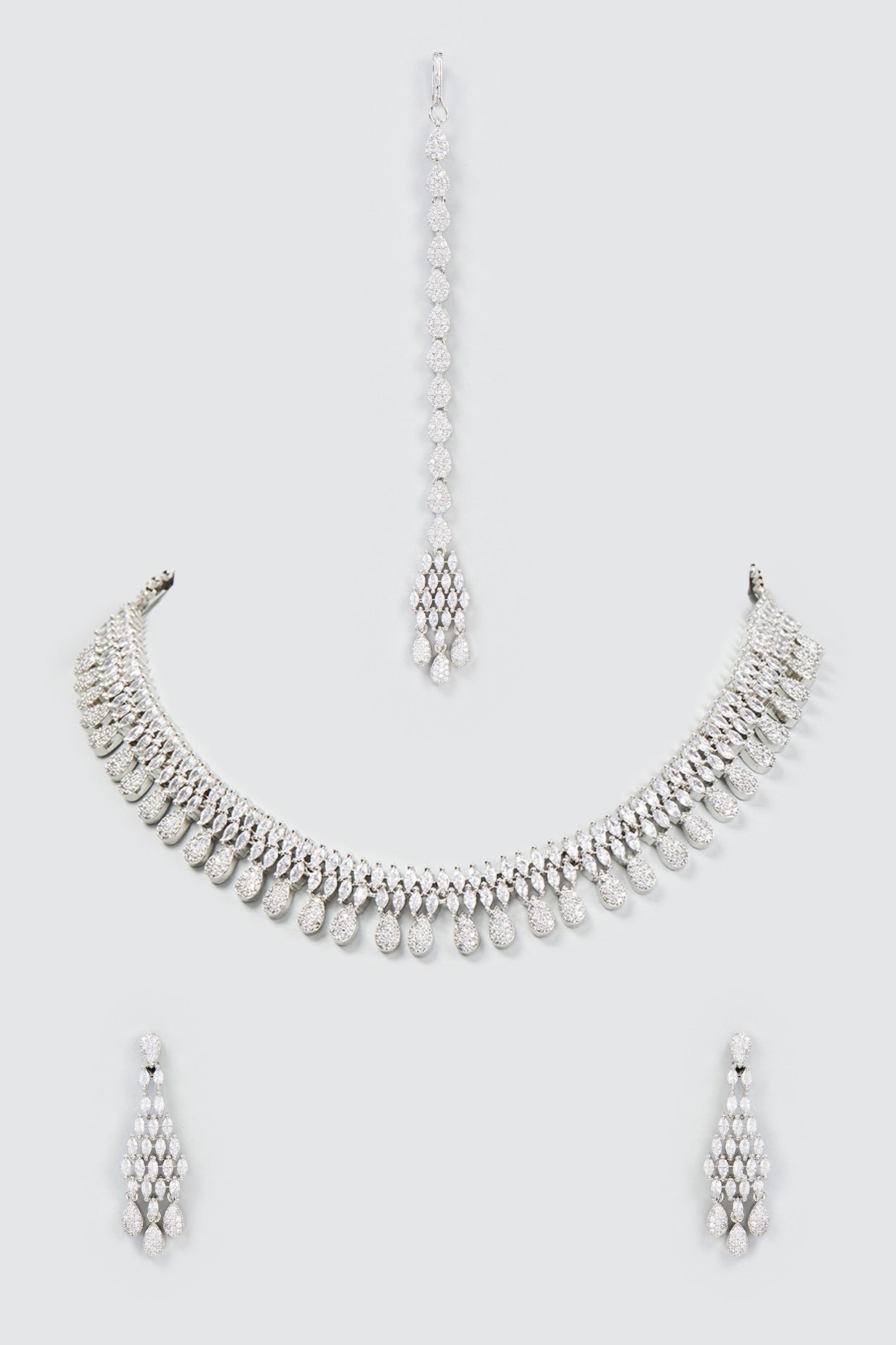 White Finish Zircon Necklace Set