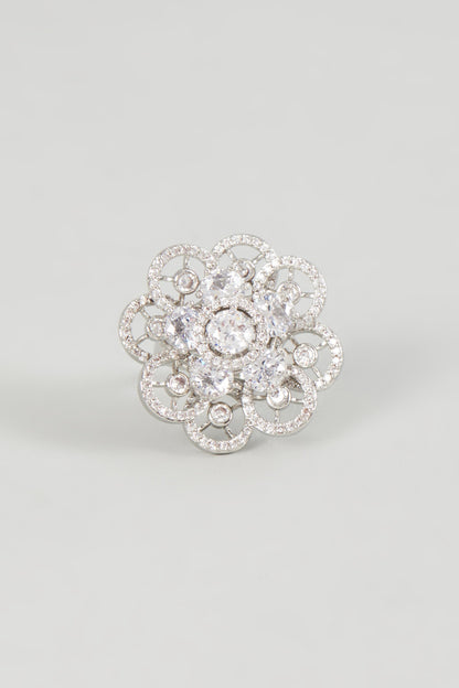 White Finish Zircon Ring