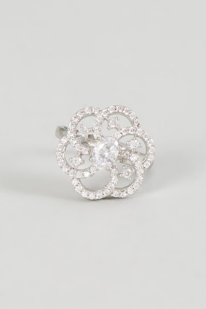 White Finish Zircon Ring