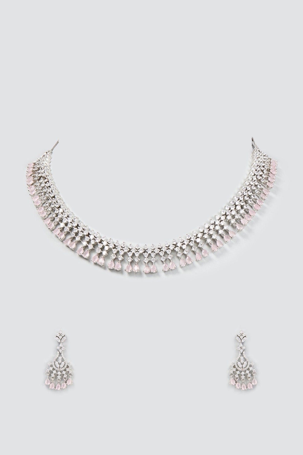 White Finish Zircon Necklace Set