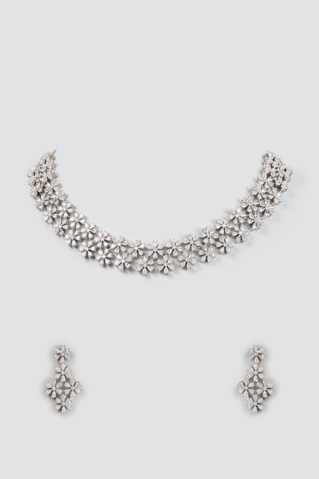 White Finish Zircon Necklace Set