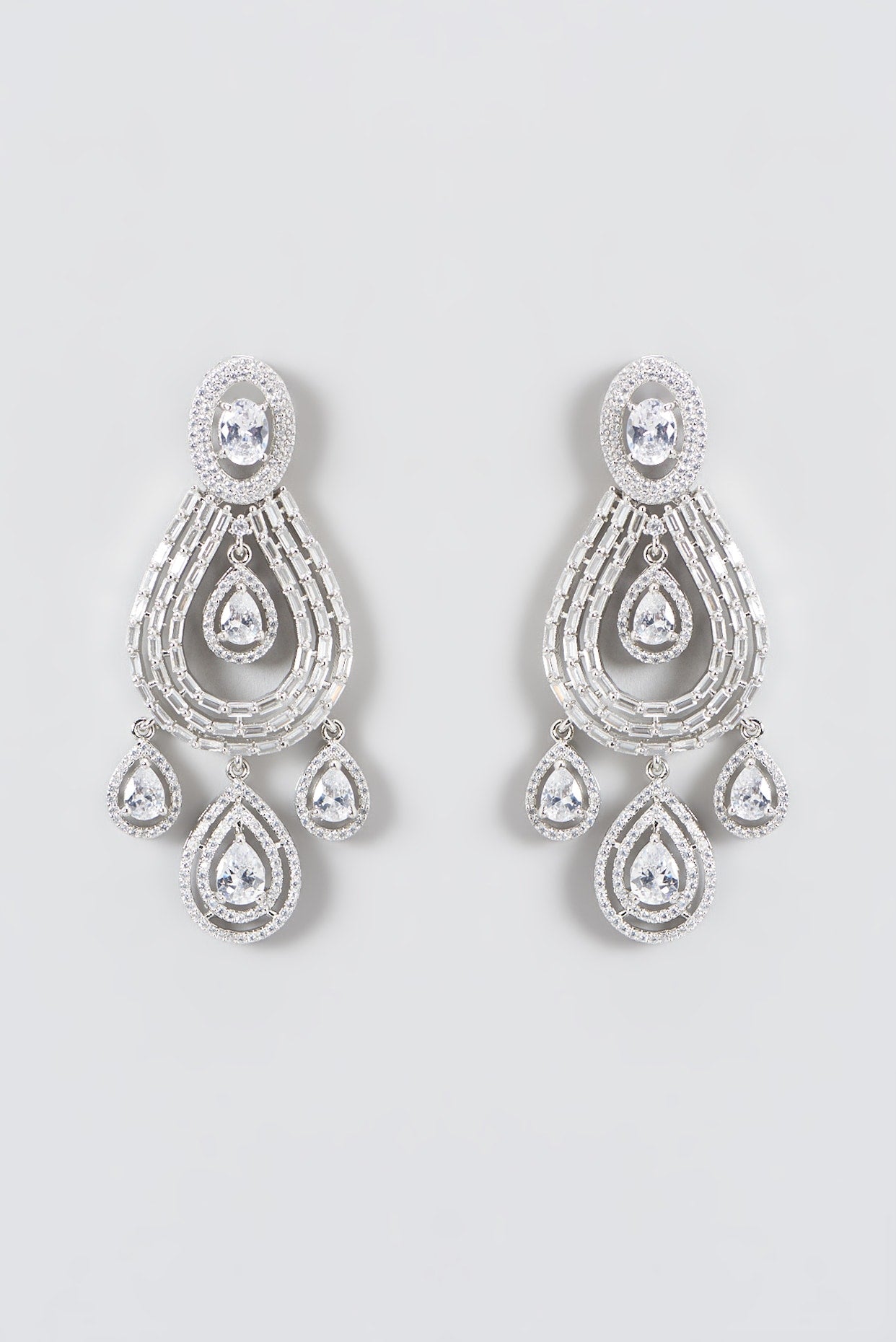 White Finish Zircon Dangler Earrings