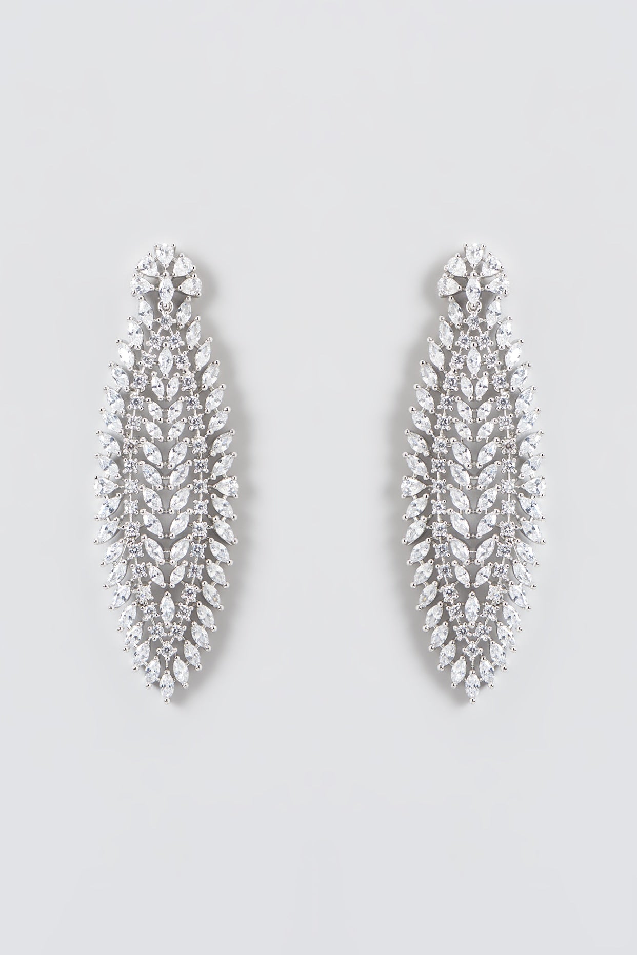 White Finish Zircon Dangler Earrings