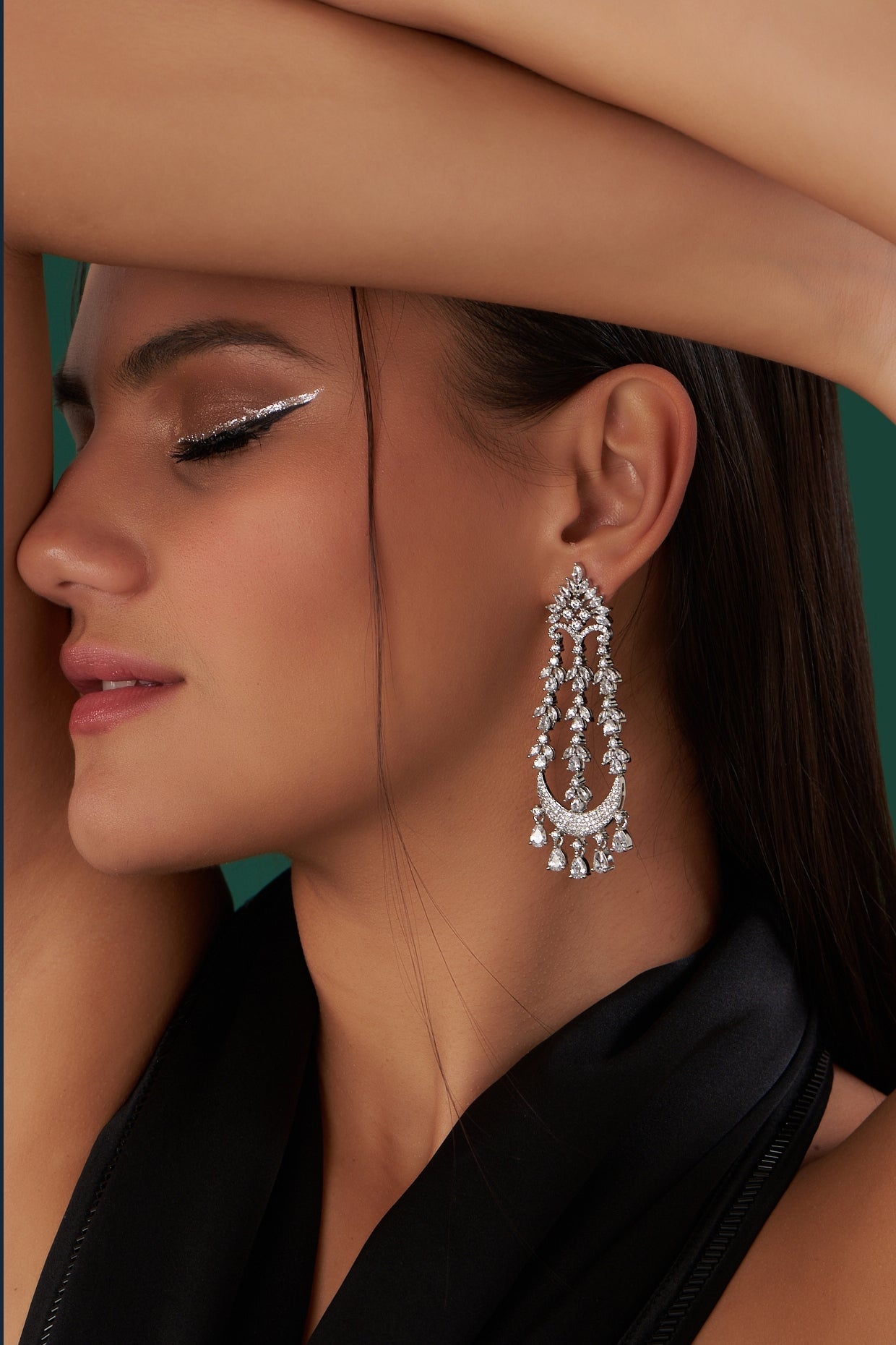 White Finish Zircon Dangler Earrings