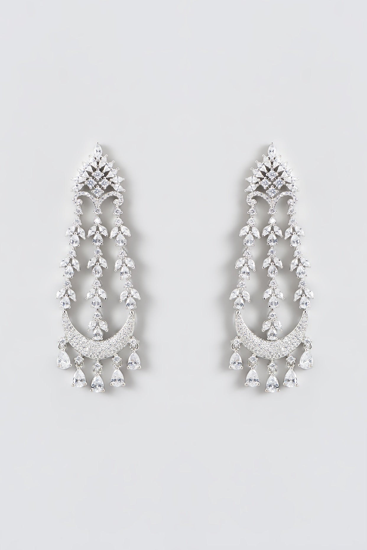 White Finish Zircon Dangler Earrings