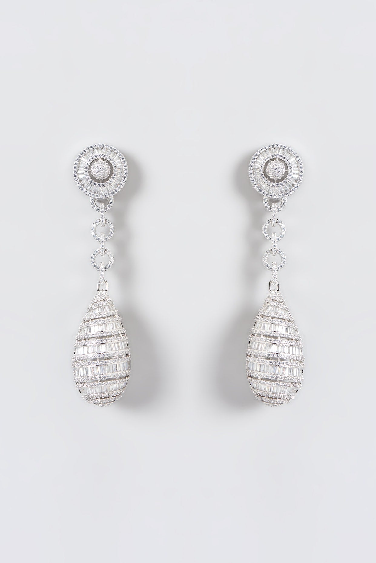 White Finish Zircon Dangler Earrings