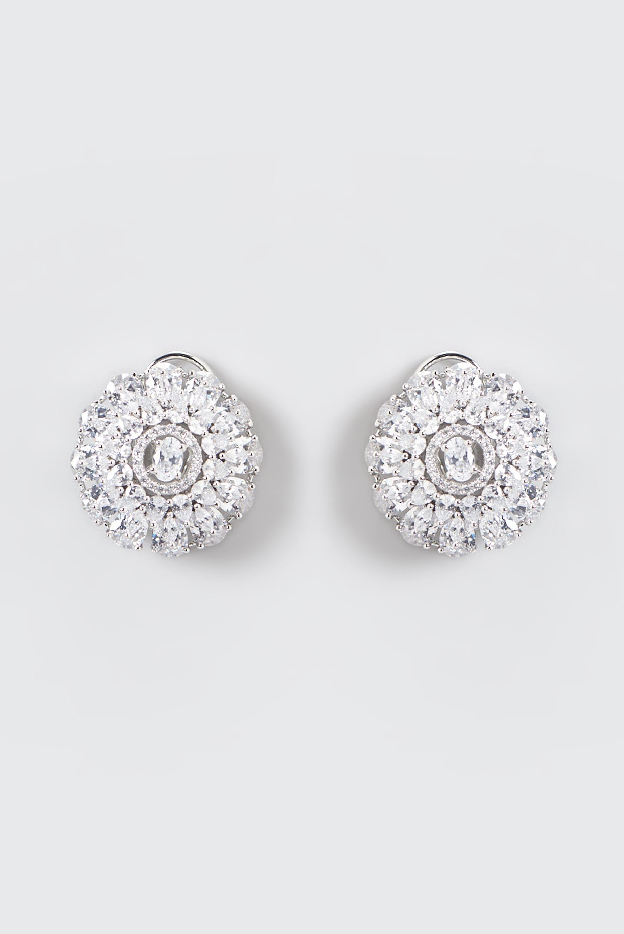 White Finish Zircon Stud Earrings