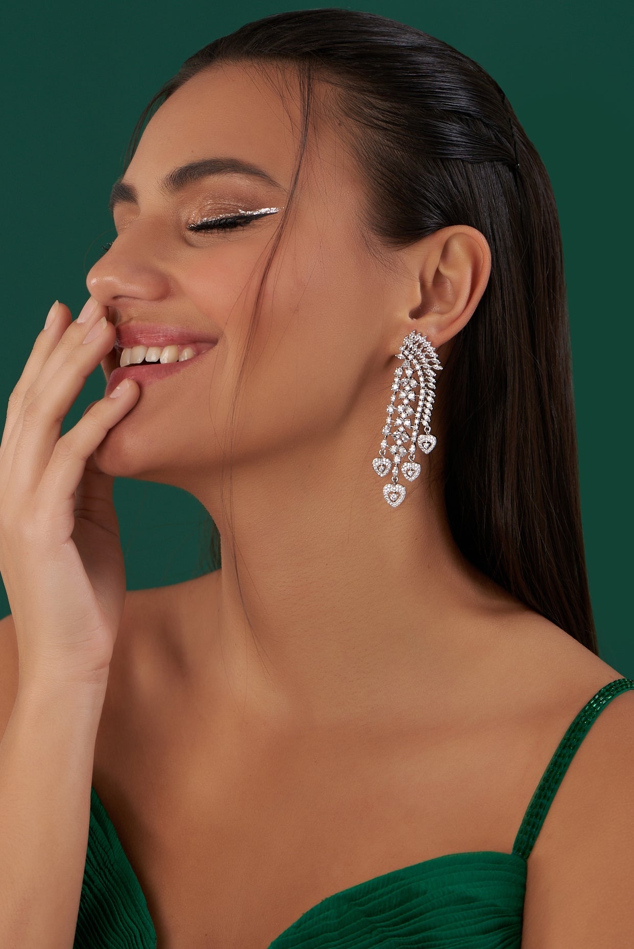 White Finish Zircon Dangler Earrings