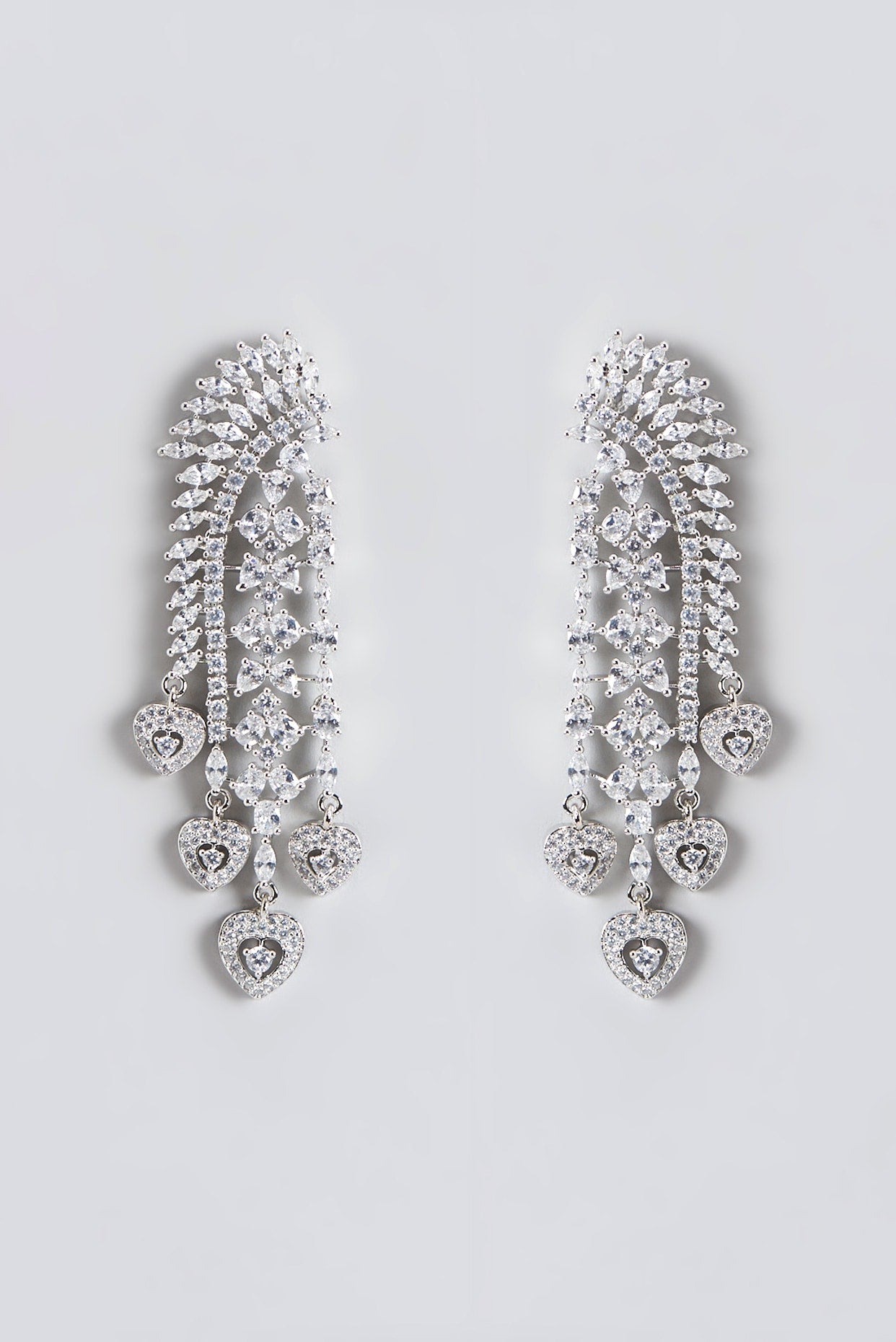 White Finish Zircon Dangler Earrings