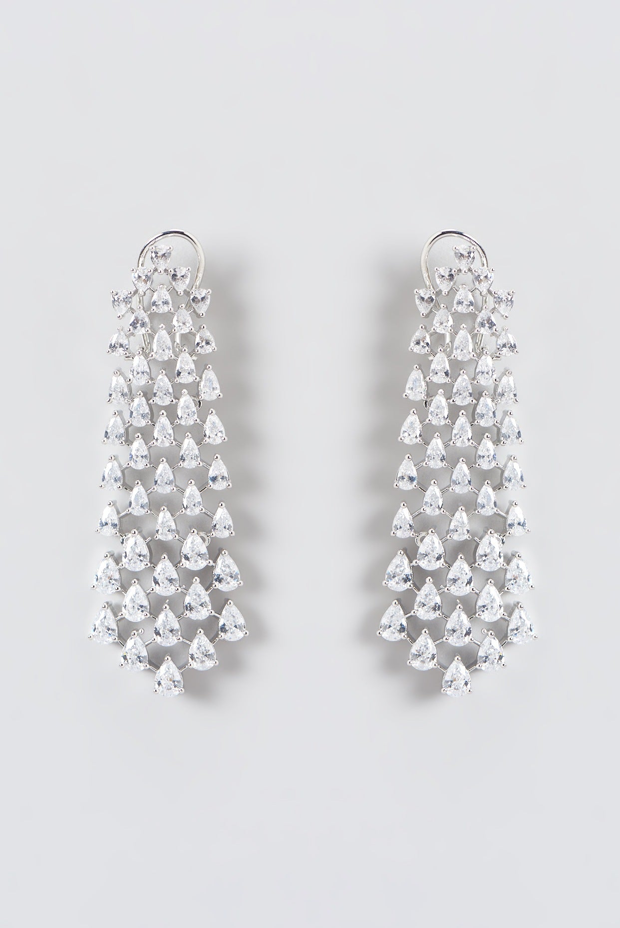 White Finish Zircon Dangler Earrings