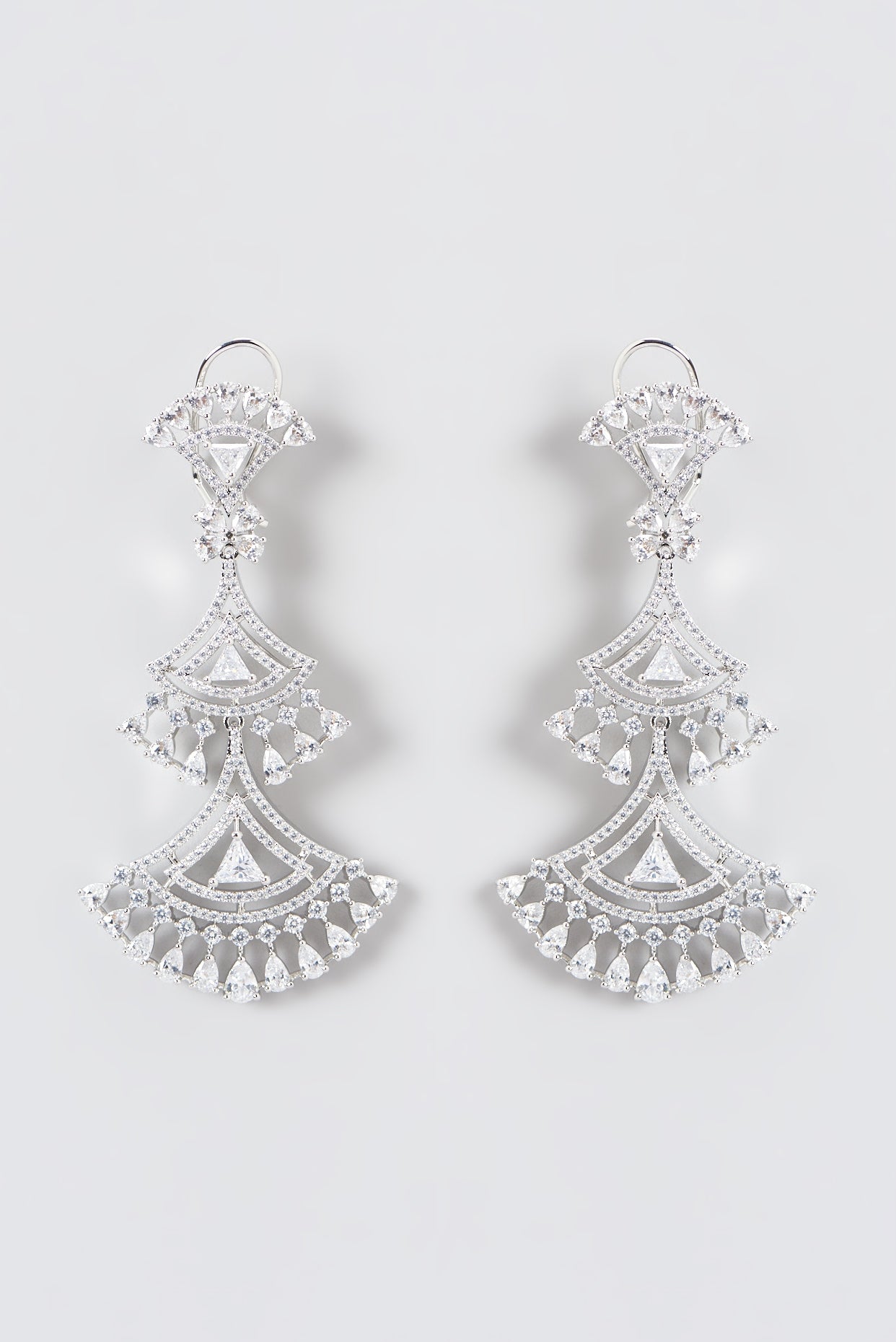 White Finish Zircon Dangler Earrings