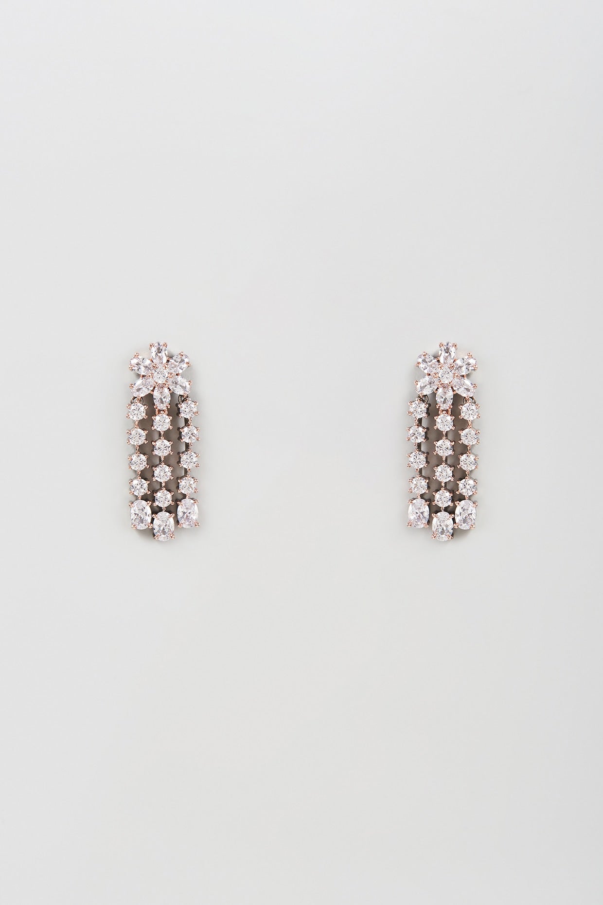 White Finish Zircon Dangler Earrings