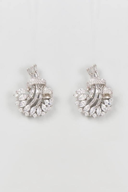 White Finish Zircon Dangler Earrings